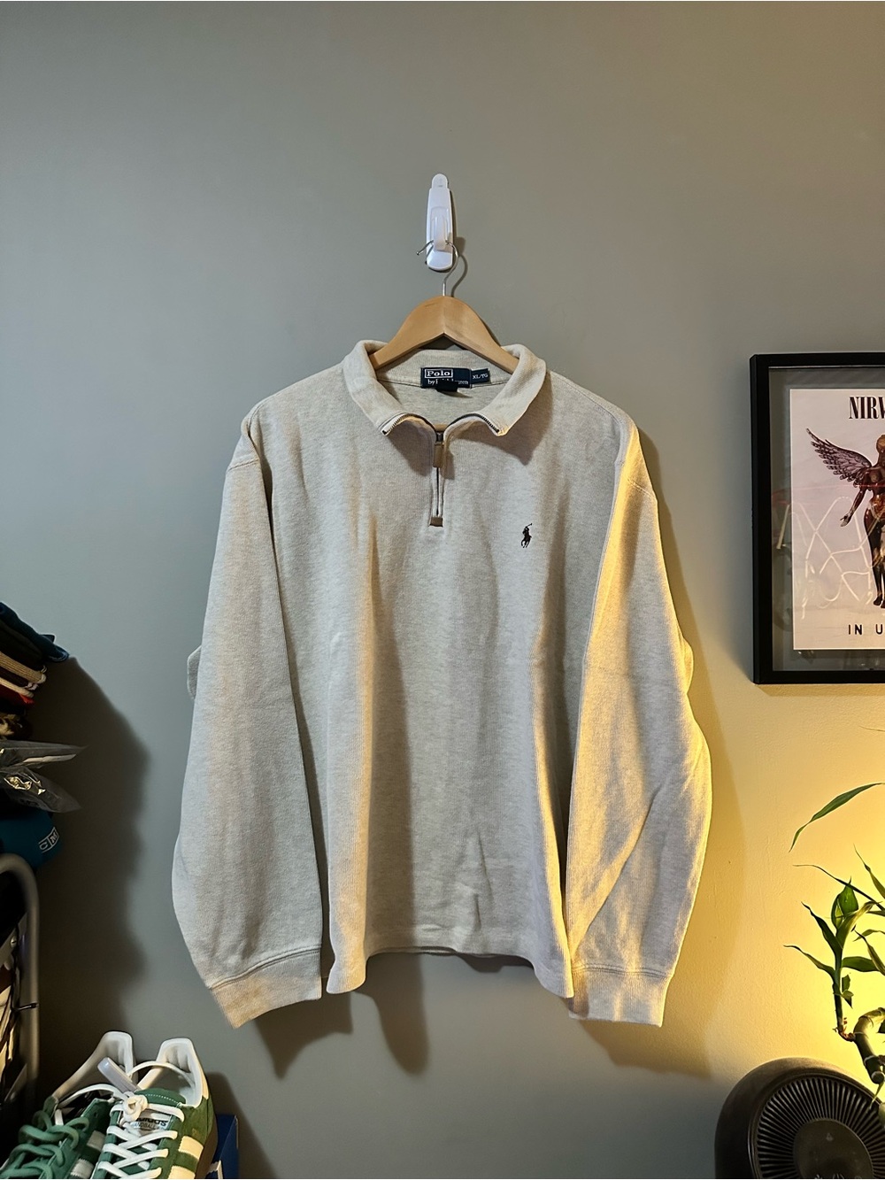 Polo by Ralph Lauren Beige Quarter-Zip Sweatshirt